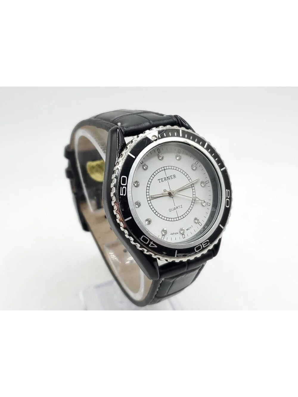 Bijoux Terner Watch Mens New Battery White Dial Rotating Bezel 40mm